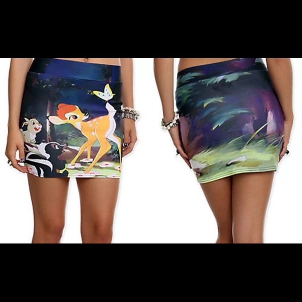 Disney Bambi Flower Butterfly Contour Pencil Skirt